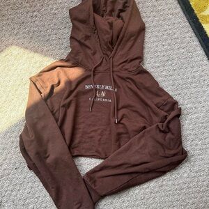 refuge Brown Athletic Crewneck crop Top